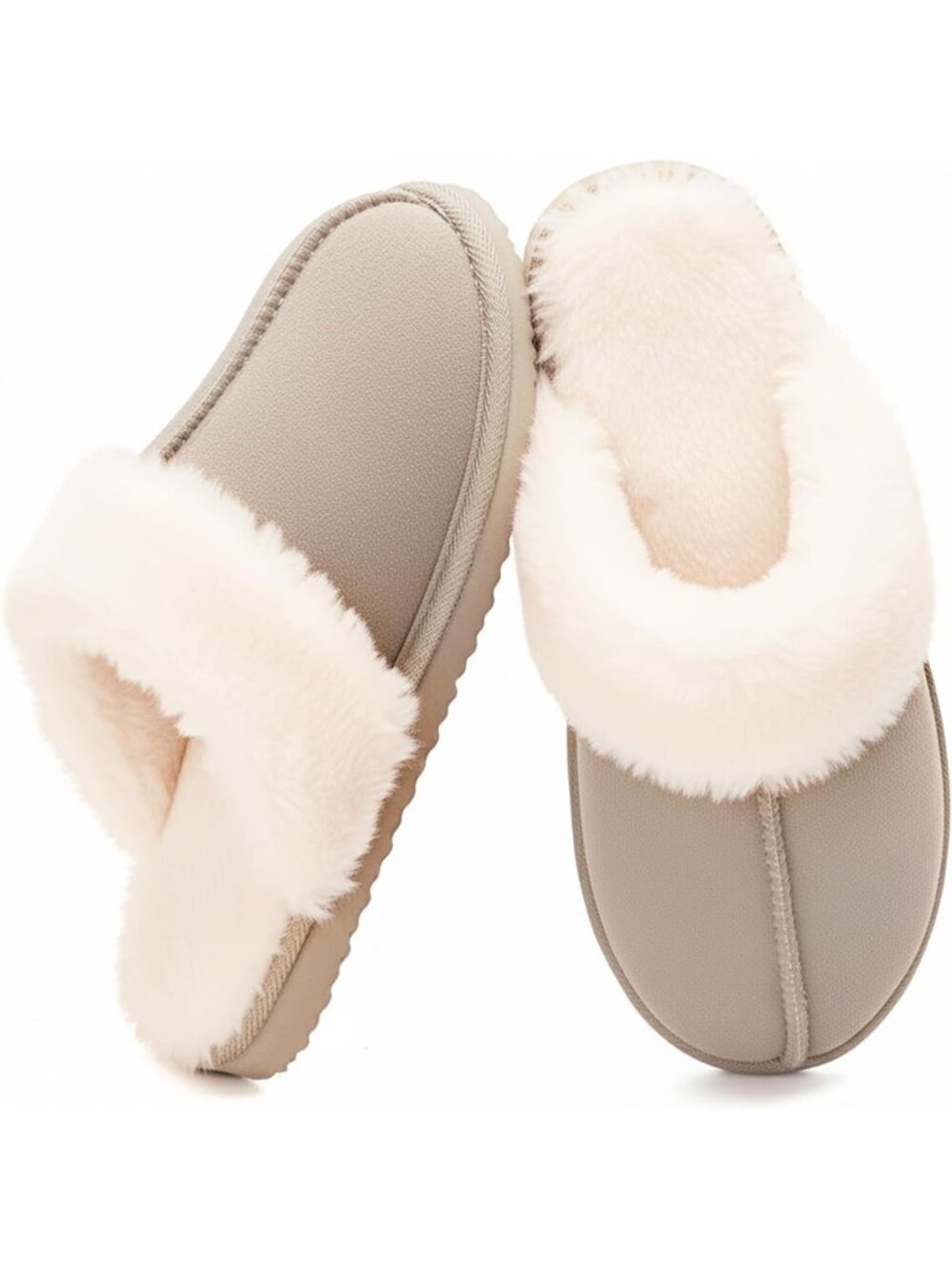 Women Apricot Cozy Faux Fur Winter Warm Memory Foam Slippers for Indoor Outdoo